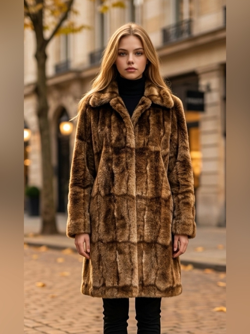 Brown Faux Fur Pea Coat - Luxe Winter Outerwear